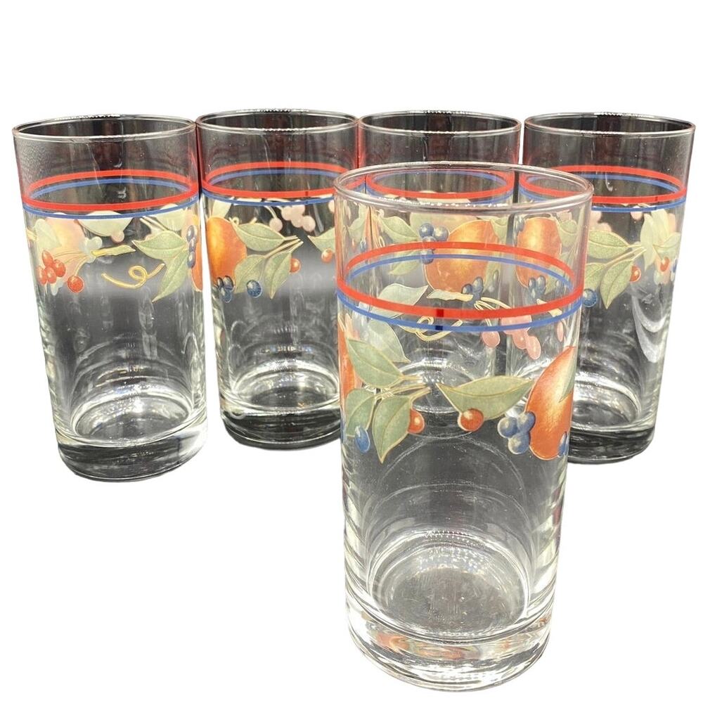 Set 6 Corning Corelle Coordinates Abundance Old Orchard Juice Glasses Fruit - Picture 2 of 4
